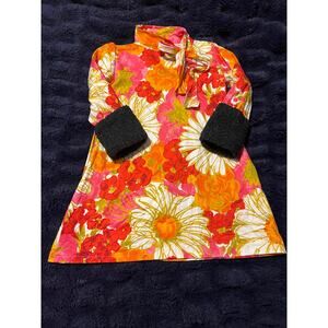 Rocker Baby Vintage 70s Style Floral Dress Toddler 4T Mod Retro EUC